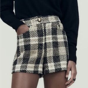 Zara Black and Cream High Waist Shorts